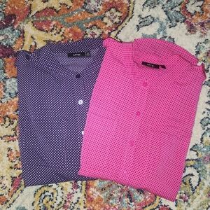 Pink and Purple Polka Dot Button-Up Shirt